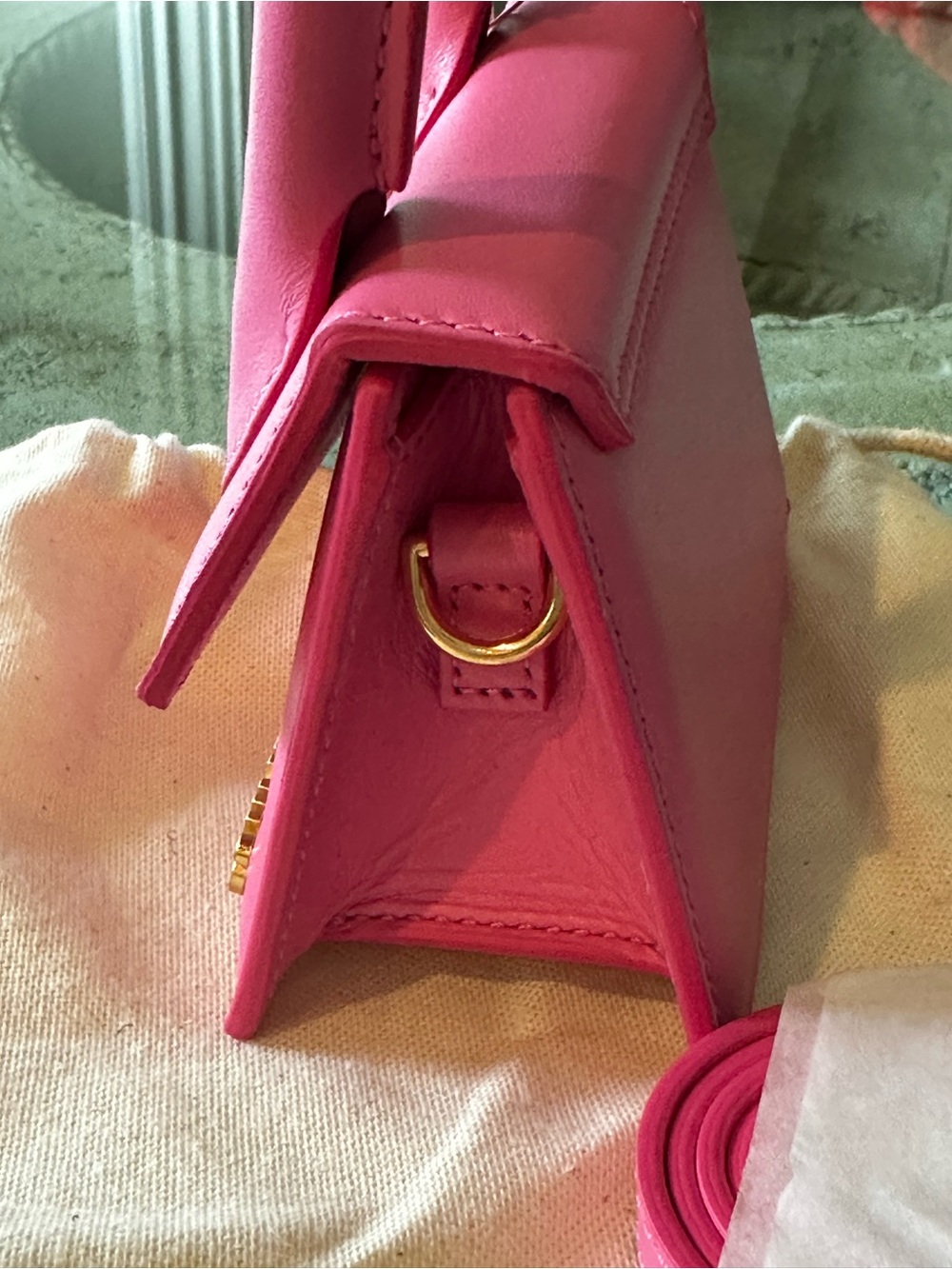 New with Tag! Authentic Jacquemus Hot Pink Mini Top-Handle Bag Crossbody - Picture 10 of 14